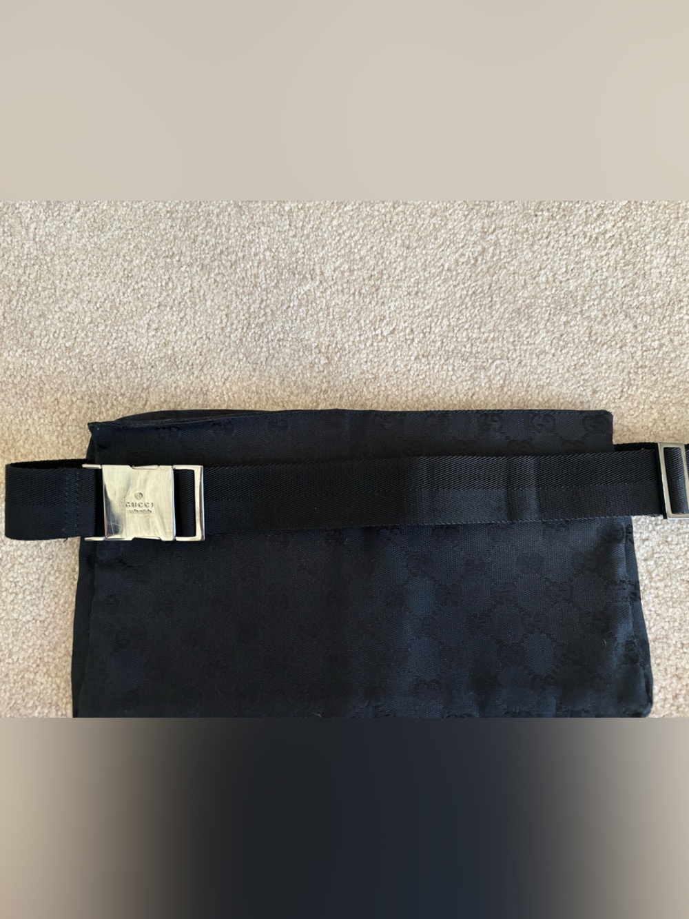 Vintage Gucci Black GG Canvas Belt Bag with Dual Pockets - Picture 10 of 14